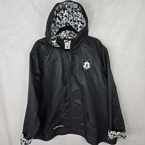Walt Disney Parks Mickey Mouse Black Zip Up Hoodie Rain Jacket 3X Womens Wind